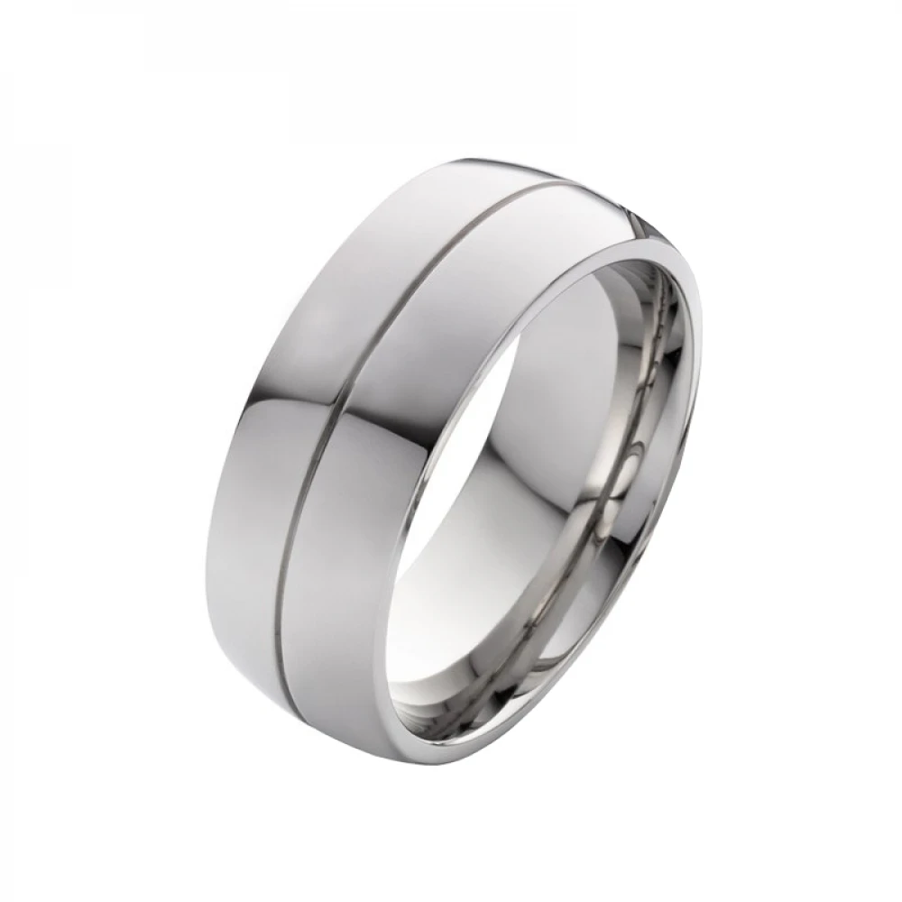 Breite 8mm Edelstahlringe E046 ohne Stein mit Gravur